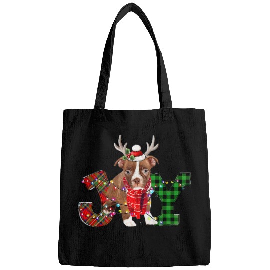 Joy Christmas Lights Boston Terrier Dog Santa Hat Pajama Bags