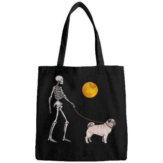 Pug Skeletons Dog Walking Halloween Costume Bags