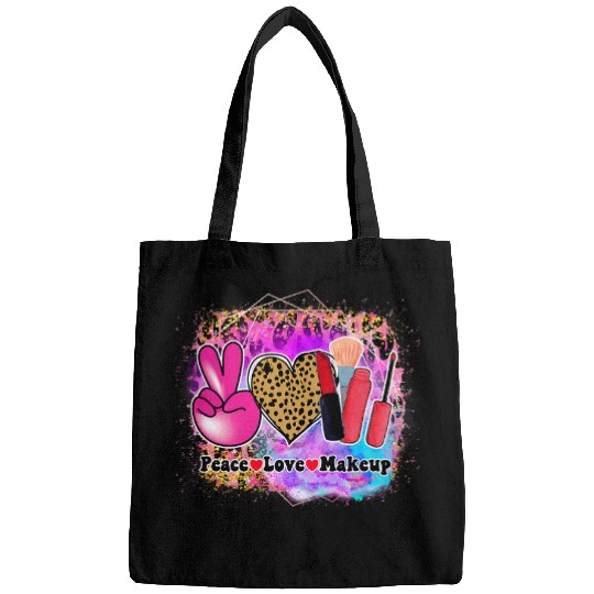 Peace Love Makeup Artist Animal Print Aesthetic Pink Boss Bags