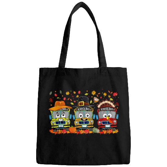 Thanksgiving School Bus Driver Autumn Turkey Back To School Bags