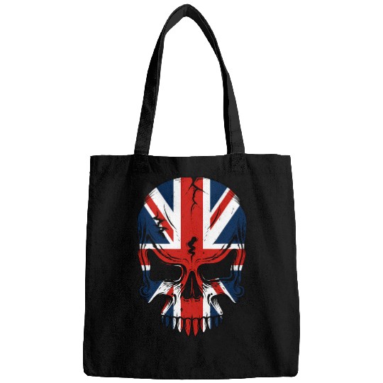 Union Jack Day of Deads Skull UK Tattoo Art Tee Bags