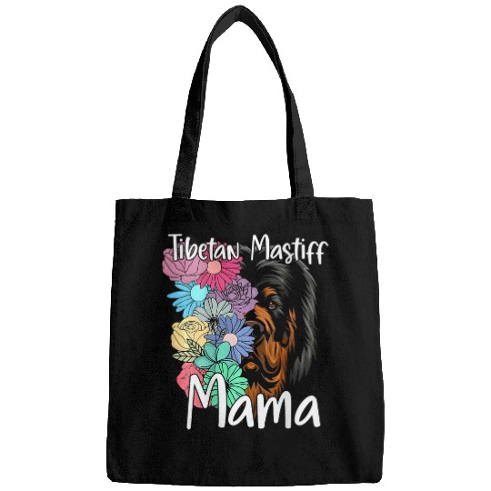 tibetan mastiff mama floral flowers happy mors day Bags