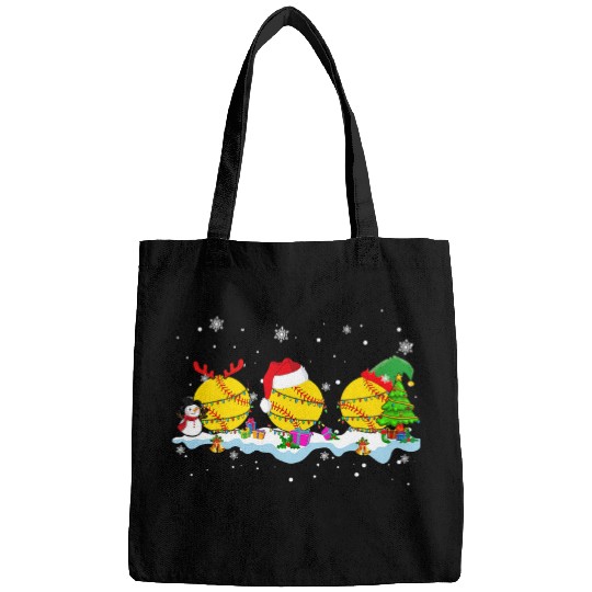 Three Santa ELF Reindeer Softball Ball Cute Christmas Light Bags