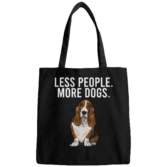 Less People More Dogs Basset Hound Funny Introvert Bags
