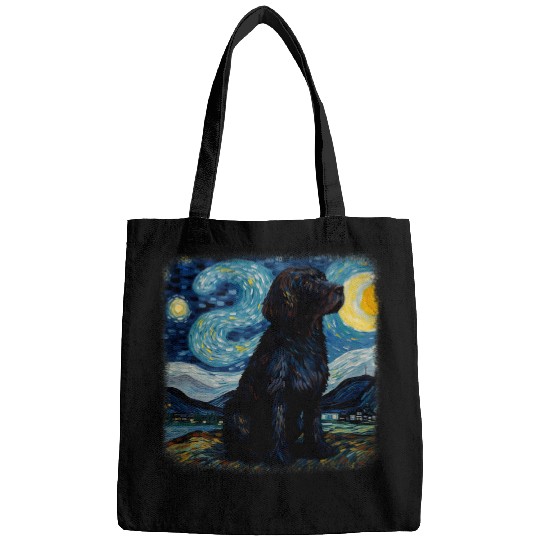Van gogh Newfoundland in starry night 2 Bags
