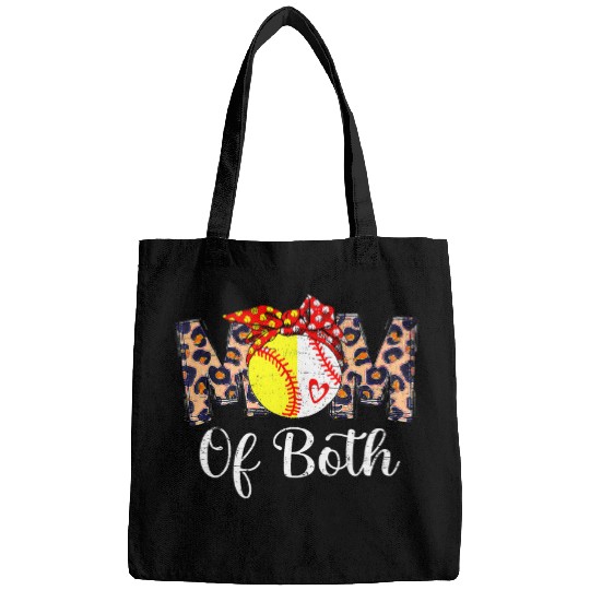 Mom Of Both Leopard Mother Baseball Softball Mothers Day Bags