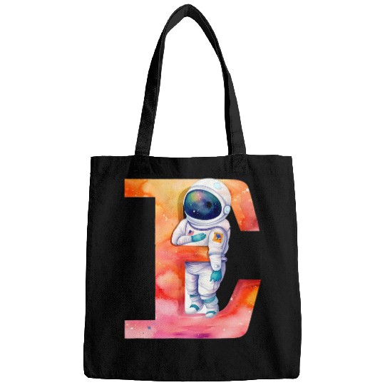 Space Astronaut Letter E Name Monogram Initial Galaxy Planet Bags