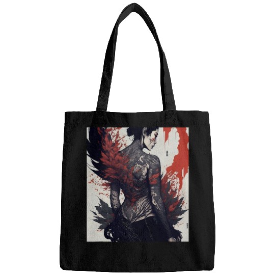 Mind Of An Ai GeishaInspired Woman Ethereal Beauty in Ink Bags