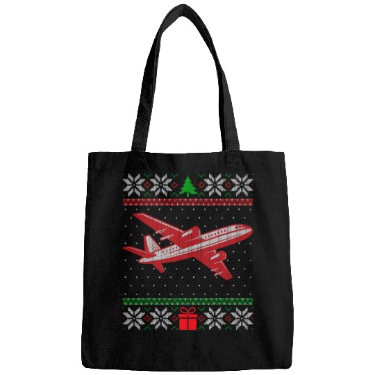 Airplane Pilots Aviation Crew Matching Ugly Christmas Plane 1 Bags