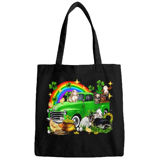 St Patricks Day Farm Animals Rainbow Truck Shamrock Farmer Bags