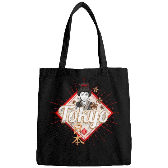 Tokyo city Japan retro geisha vintages flowers souvenir Bags