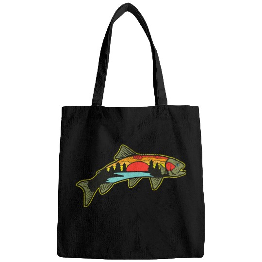 Trout Fishing Angler Nature Trout Illustration Bass Bags