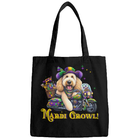 Mardi Gras Goldendoodle Biker Festive Loyal Companion Bags