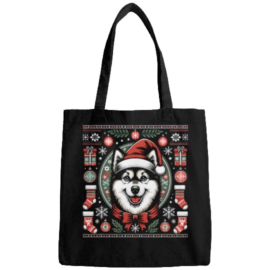Ugly Christmas Alaskan Klee Kai Dog 1 Bags
