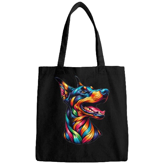 Happy Laughing Doberman Dog Puppy Lover Funny Bags
