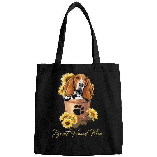 Womens Sunflower Basset Hound Mom Dog Lover Gifts Bags