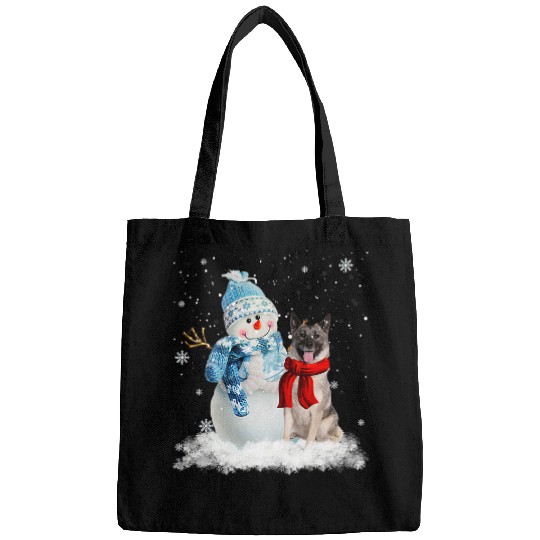 Norwegian Elkhound Dog Christmas Snowman Christmas Pajama Bags