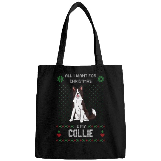 Ugly Christmas Sweater Border Collie Ugly Sweater Dog Bags