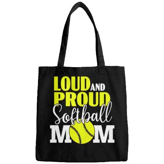 Womens Loud And Proud Softball Mom Softball Cheer Mom For Women Bags