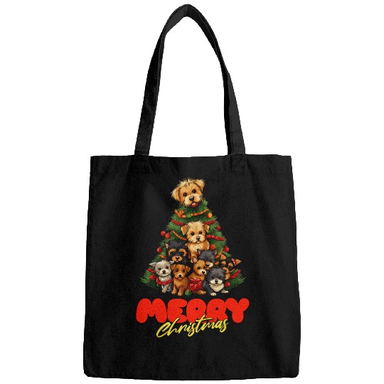 Yorkie Dogs Tree Christmas Yorkshire Pet Animal Dog Lover Bags