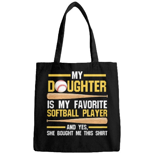 Womens my daughter is my favorite softball player Softball Mom 1 Bags