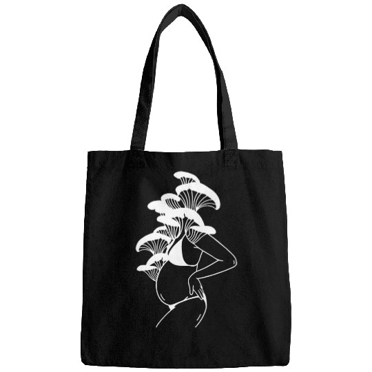 Mushroom Mama Pregnant Woman Pregnancy Future Mom Line Art 3 Bags