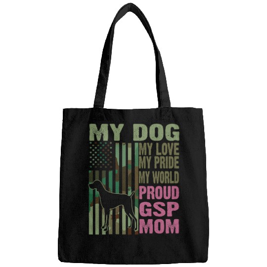 Womens German Shorthair Pointer GSP Mom USA Flag Design Bags