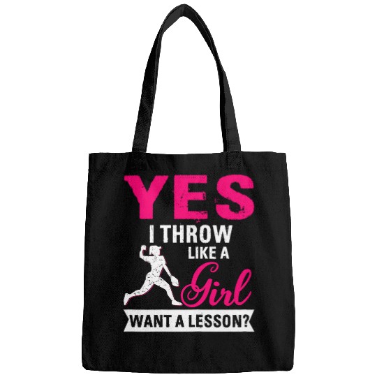 Yes I Throw Like A Girl Want A Lesson Softball Beauty Beast Bags