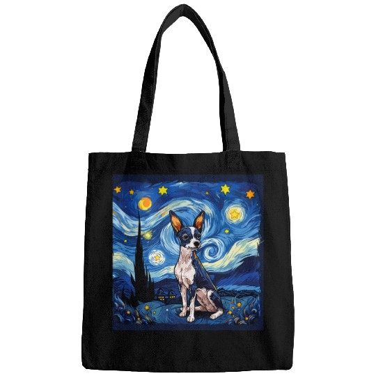 Rat Terrier Starry Night For Dog Mom Dog Dad Bags