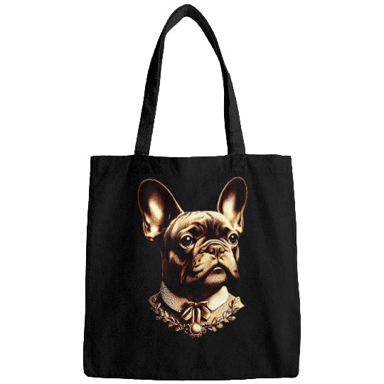 vintages Victorian French Bulldog Dog Lovers vintages Dog Art 2 Bags
