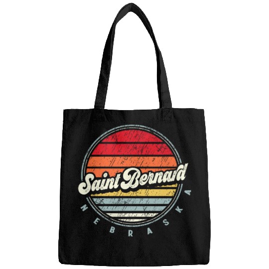 Retro Saint Bernard homes State Cool 70s Style Sunset 1 Bags