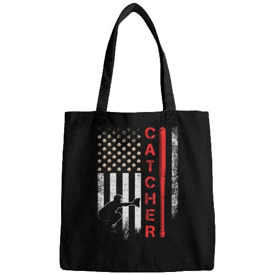 vintages USA Flag Baseball Catcher Baseball Player Lover Bags