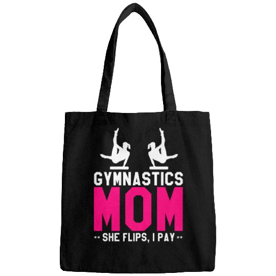 Womens Gymnastics Mom She Flips I Pay Funny Mommy Coach Bags
