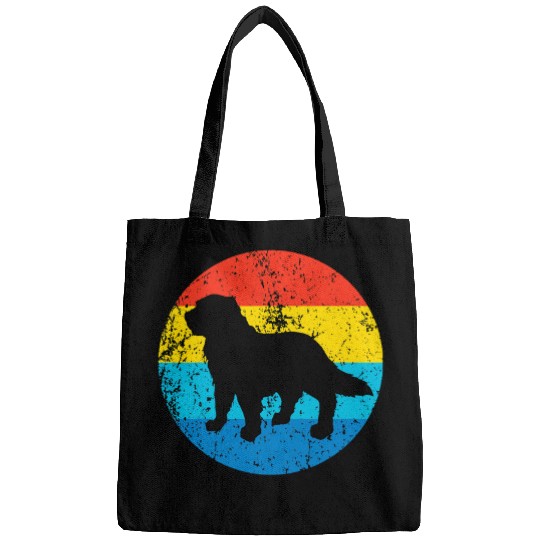 Newfoundland Dog Breed Silhouette Retro 1970s Circle Bags