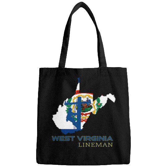 West Virginia Electrical Cable Lineman WVA State Flag Art Bags