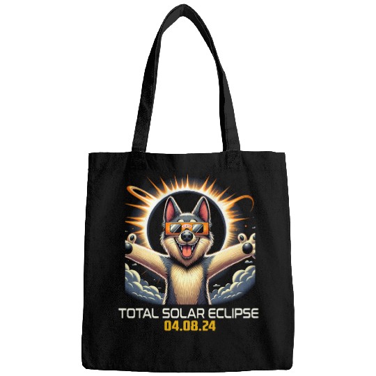 Norwegian Elkhound Dog Selfie Solar Eclipse Bags