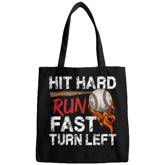 vintages Hit Hard Run Fast Turn Left Baseball 1 Bags