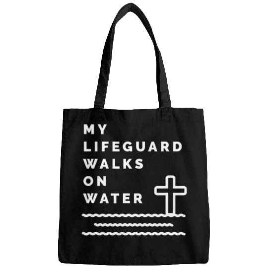My Lifeguard Walks On Water Jesus Christian Bible Tee Bags