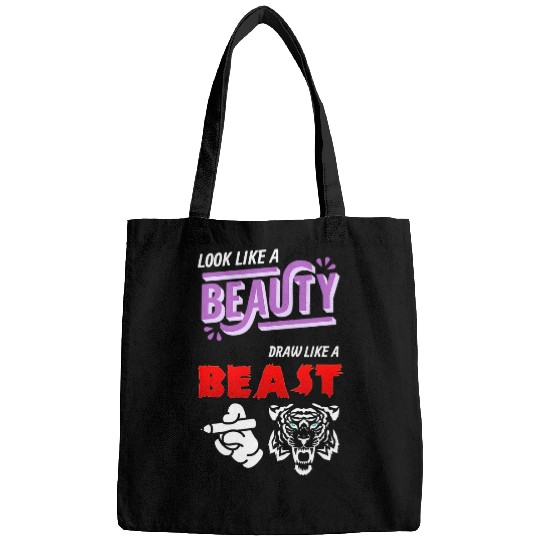 Look Like A Beauty Draw Like A Beast Artist Art Teacher Bags