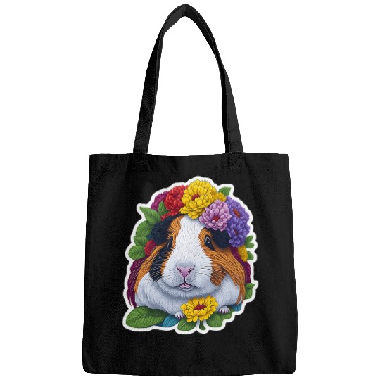 Whimsical Guinea Pig Blooms Floral Guinea Pig with Flowers Bags