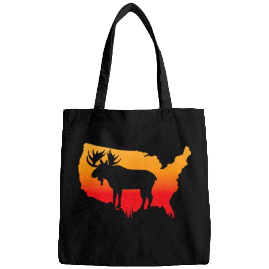 Moose or shed antler Hunting USA Map art Hunter Bags