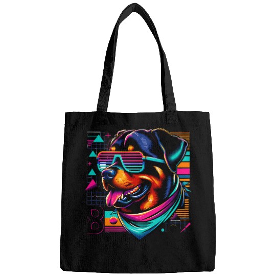 Retro Sunglass Rottweiler Dog Vaporwave Puppy Lover 90s Bags