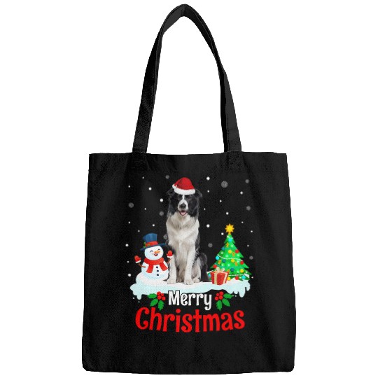 Merry Christmas Border Collie Dog Puppy Bags