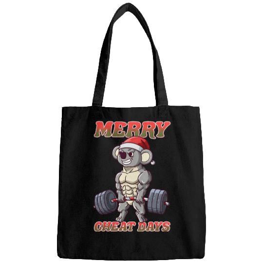 Merry Cheat Days Fitness Christmas Bodybuilder Koala Bear Bags