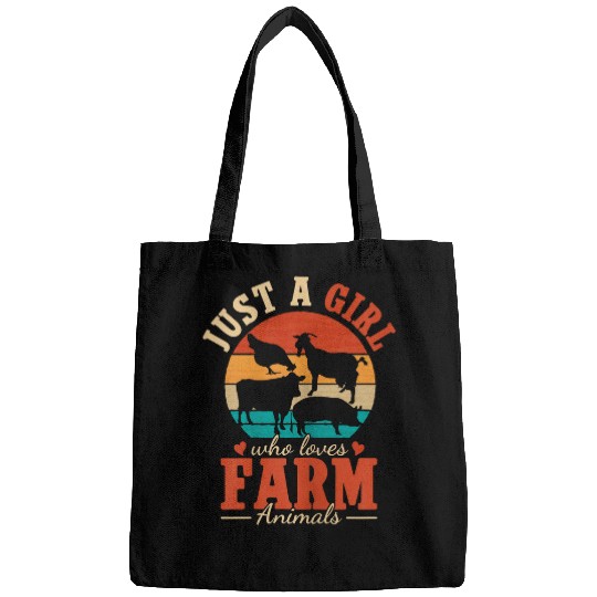 Just A Girl who Loves Farm Animals vintages Farming Farmer Bags