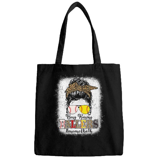 Womens Messy Bun Baseball Softball Mom Of Both Mothers Day Bags