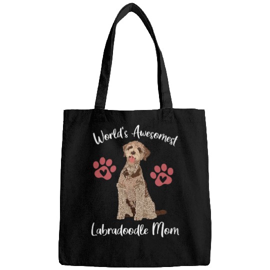 Womens WORLDS AWESOMEST LABRADOODLE MOM Dog Lover Funny Dog Mom Bags