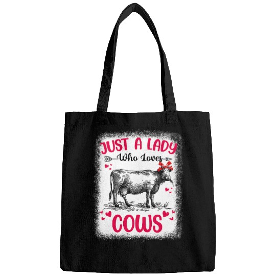 Just A Lady Who Loves Cows Funny Gifts Cows Lover Cow Farmer Bags