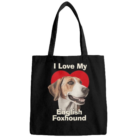 I Love My English Foxhound Puppy Dog Bags