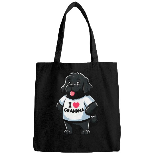 Newfoundland Dog I Love Grandma Funny Grandmother Bags